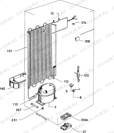 Взрыв-схема холодильника Kuppersbusch IK230/2T - Схема узла Refrigerator cooling system